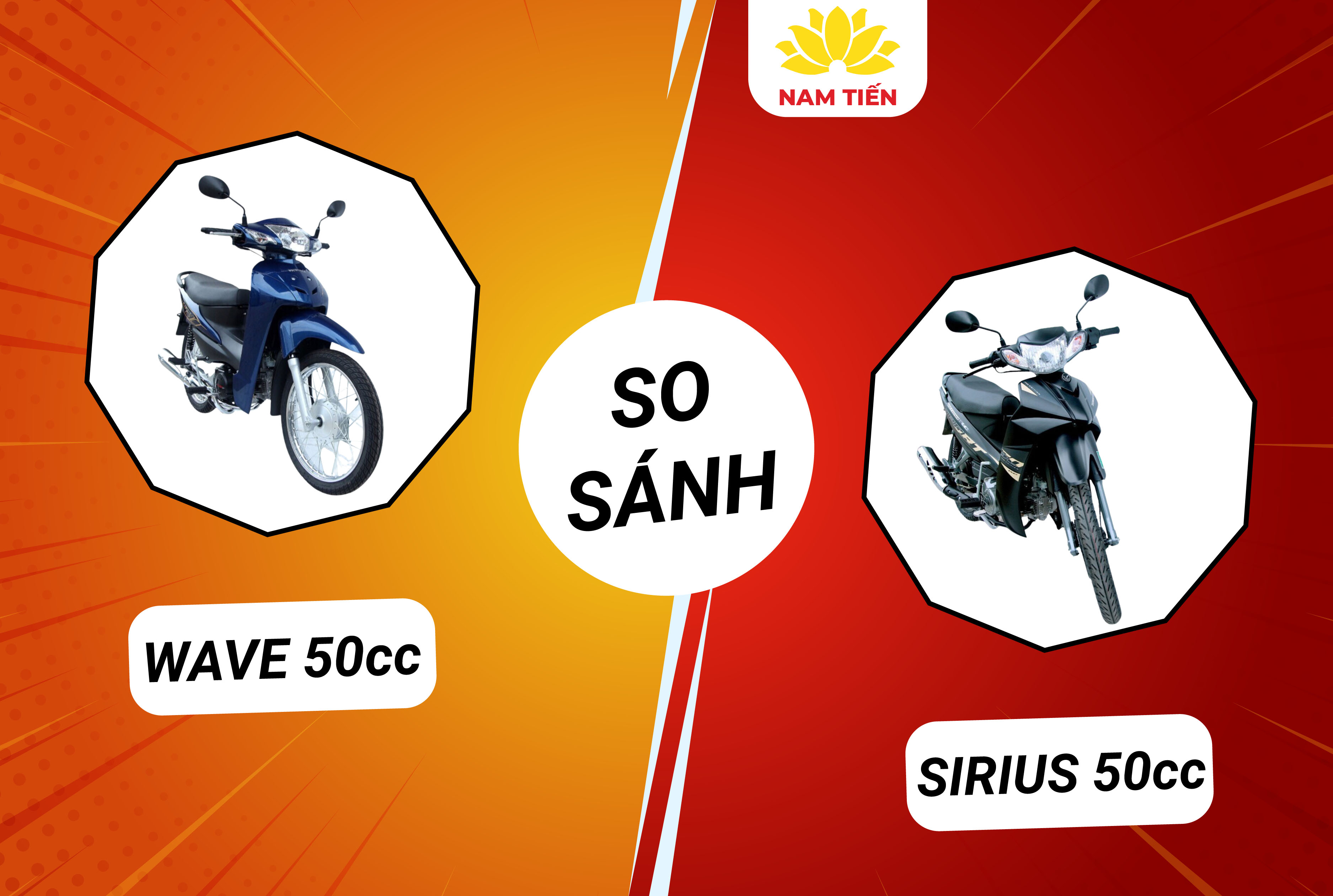 So sánh xe Wave 50cc và Sirius 50cc