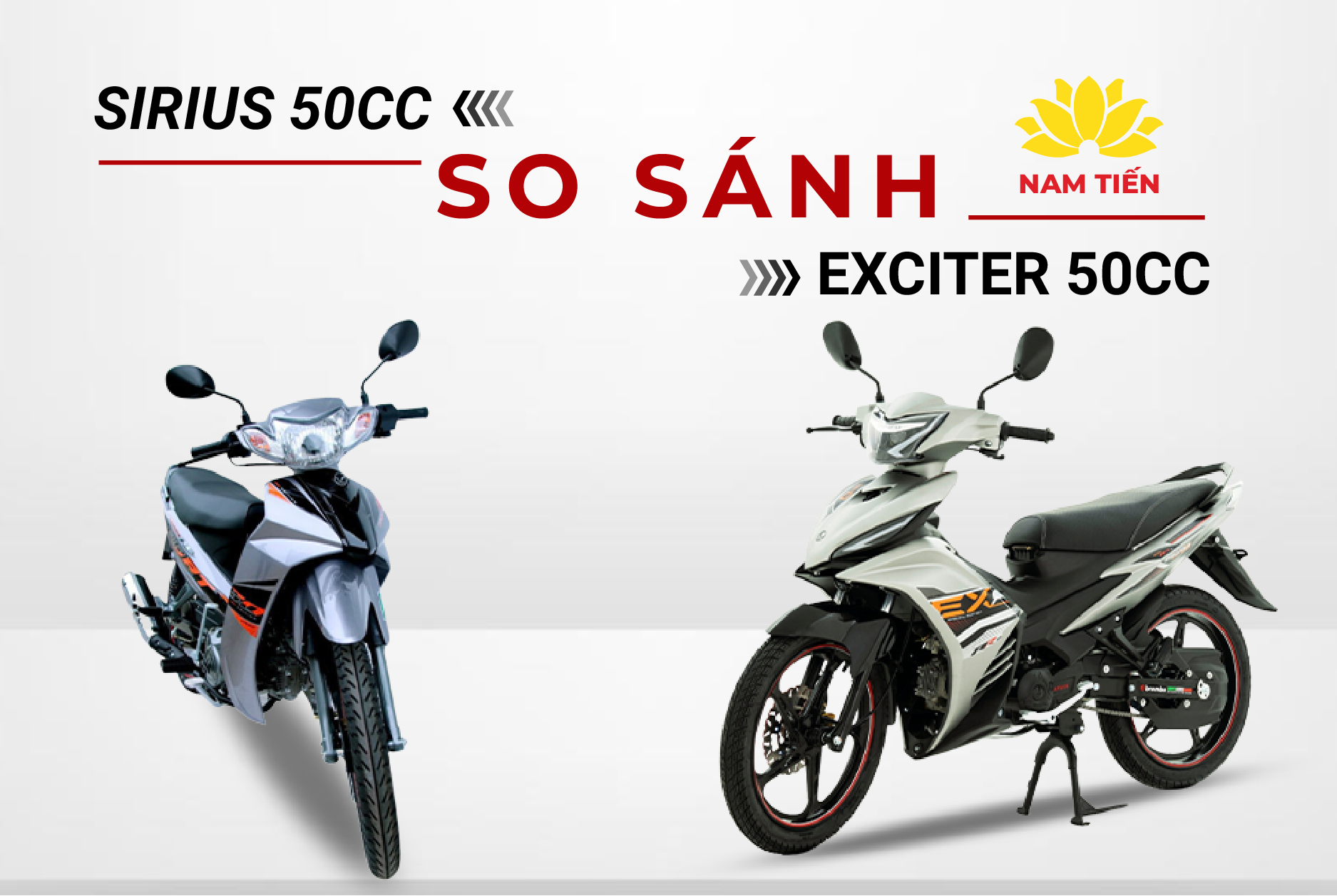 So sánh xe Sirius 50cc và xe Exciter 50cc