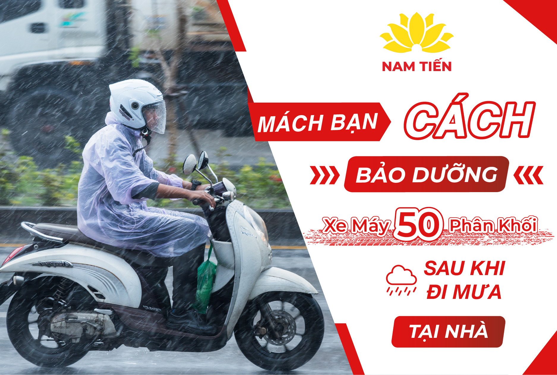 Mách bạn: Cách bảo dưỡng xe máy 50 phân khối sau khi đi mưa tại nhà